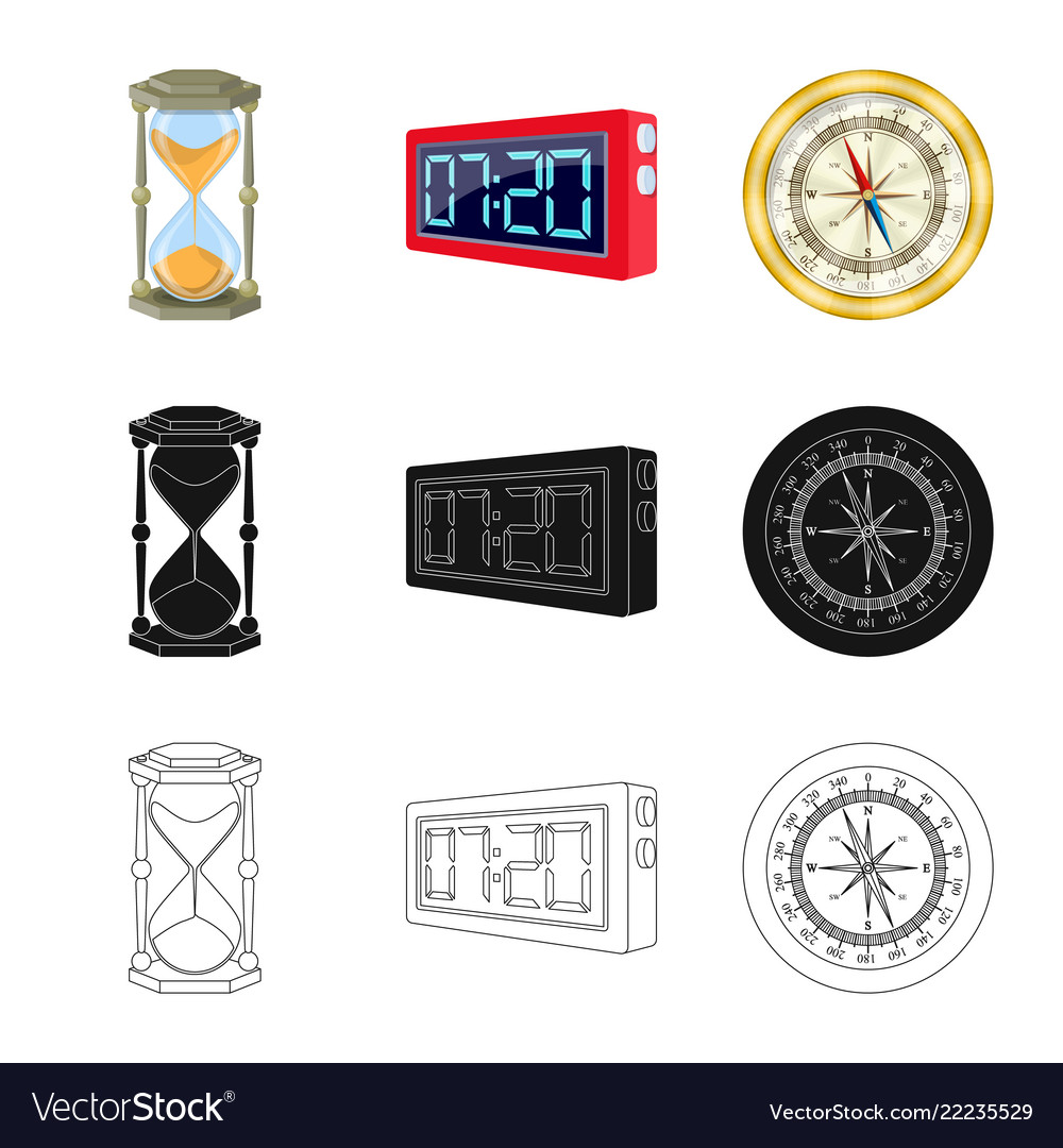 Isolated object of clock and time logo collection vector image Isolated object of clock and time logo collection
