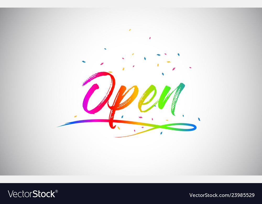 Open creative word text with handwritten Vector Image