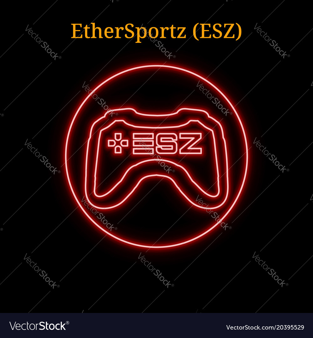 Red neon ethersportz esz cryptocurrency symbol