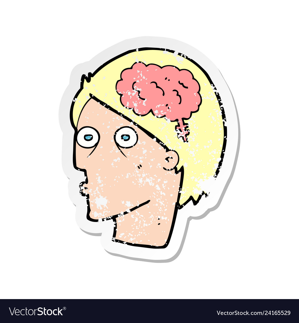 Retro distressed sticker a cartoon head