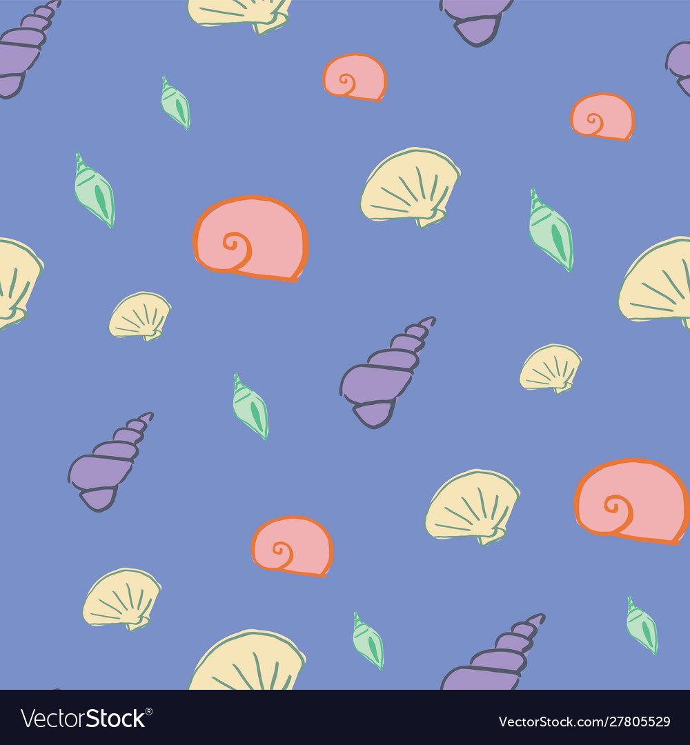 Sea shells seamless pattern design vector image Sea shells seamless pattern design