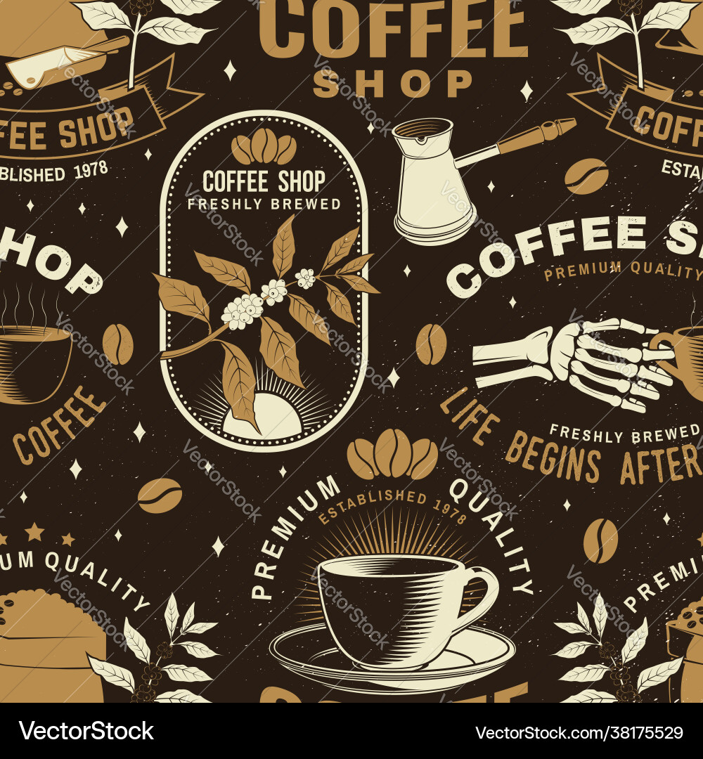 Set coffee seamless pattern or background Vector Image