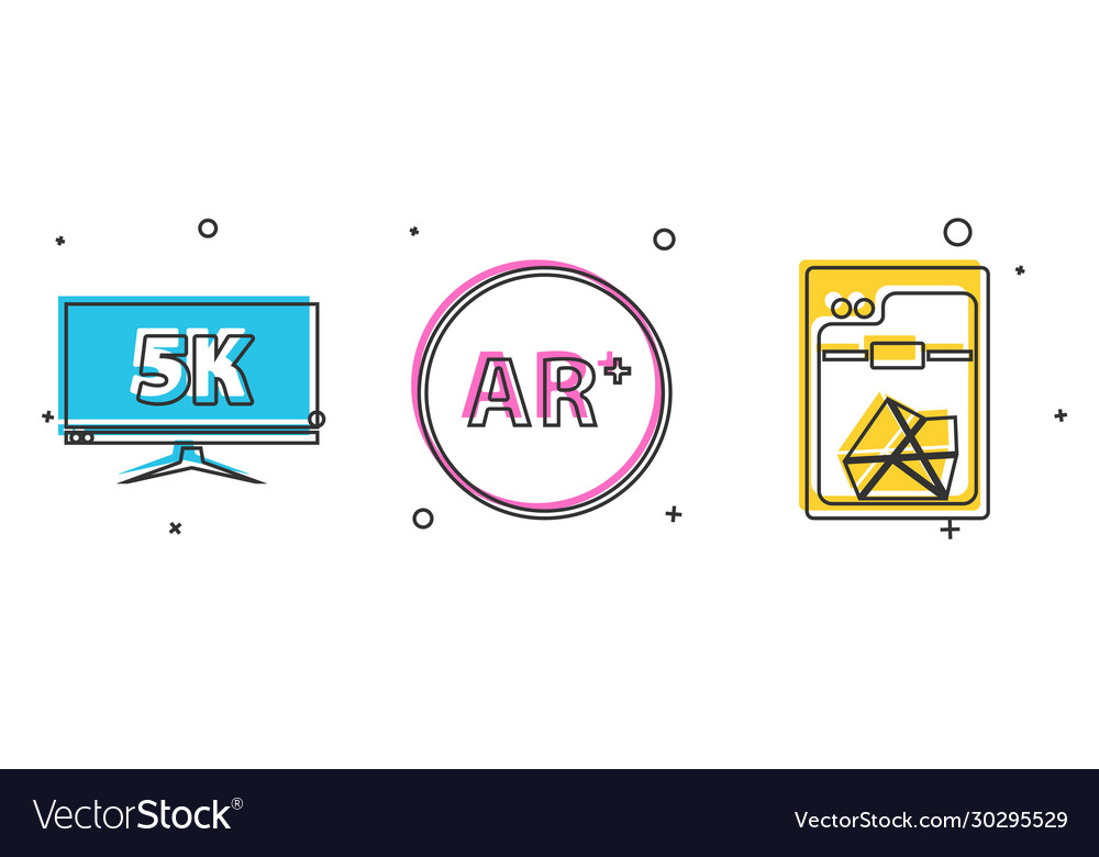 Set monitor display with 5k video ar augmented vector image Set monitor display with 5k video ar augmented