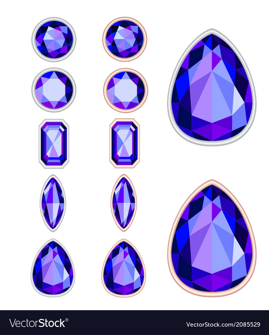 Set of five forms violet gemstone