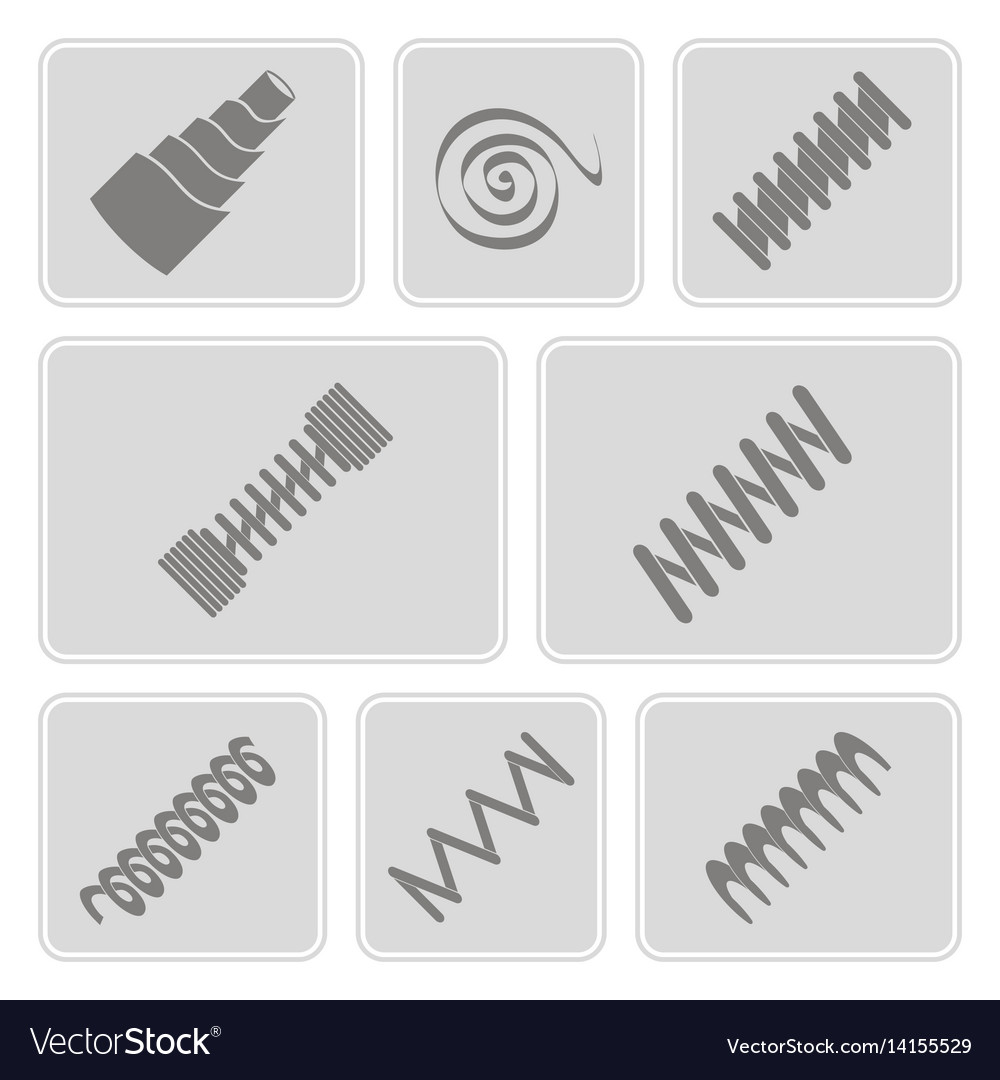 Set of monochrome icons with springs