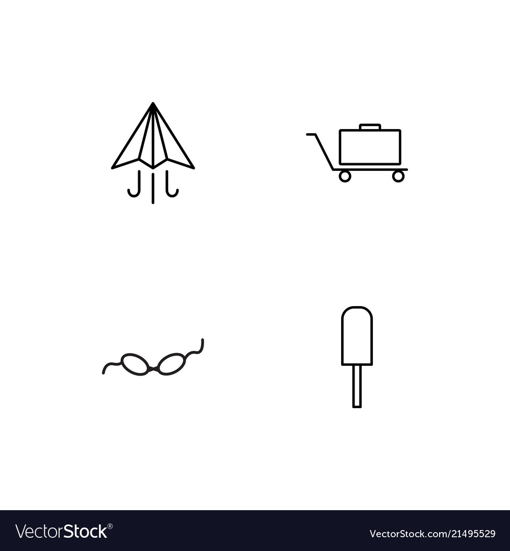 Summer linear icons set simple outline