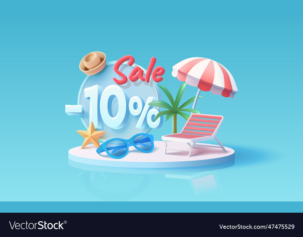 Summer time banner sale 10 percentage beach