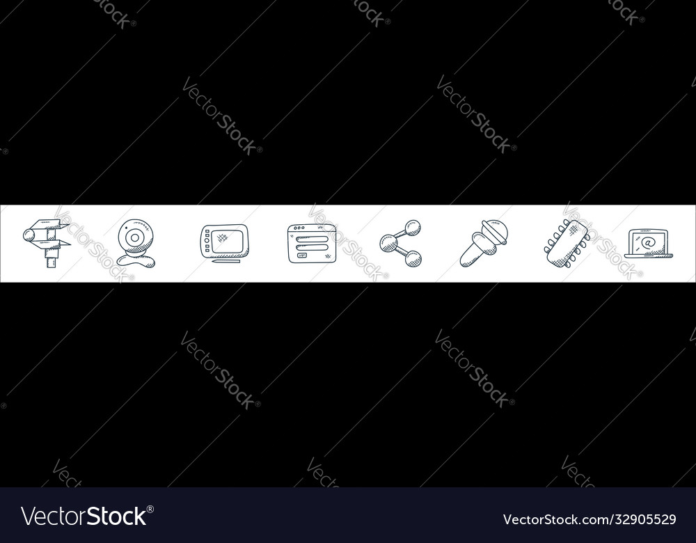 Technology line icons linear set quality vector image Technology line icons linear set quality