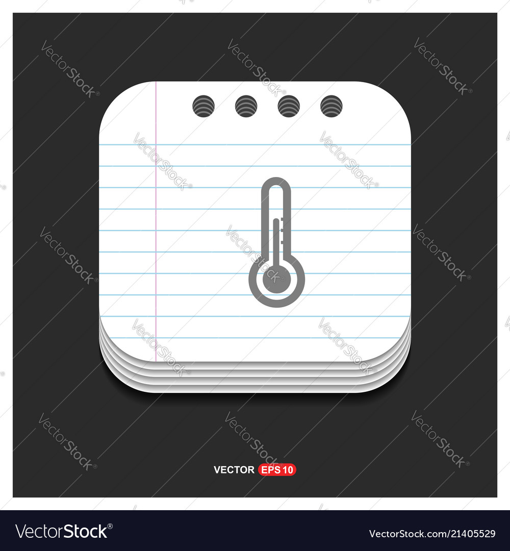 Thermometer icon gray on notepad style vector image Thermometer icon gray on notepad style