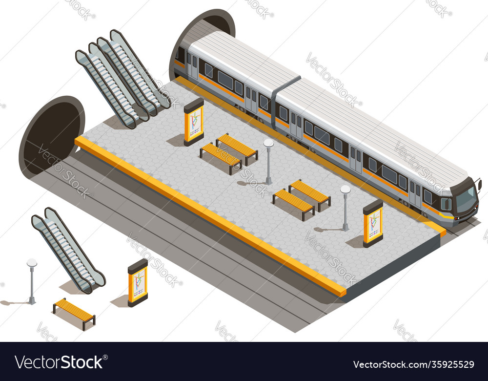 Undeground metro isometric composition