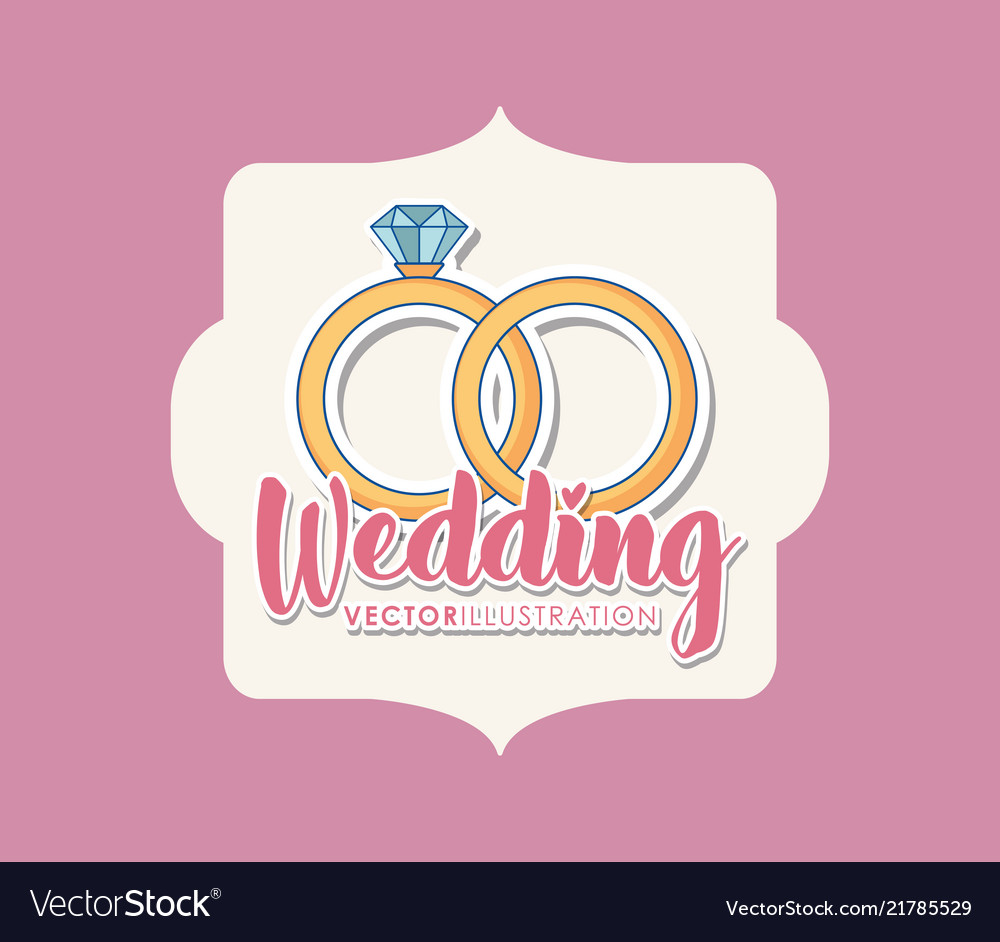 Wedding card with engagement rings Royalty Free Vector Image