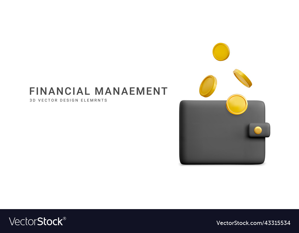 3d realistic wallet isolate on white background vector image 3d realistic wallet isolate on white background