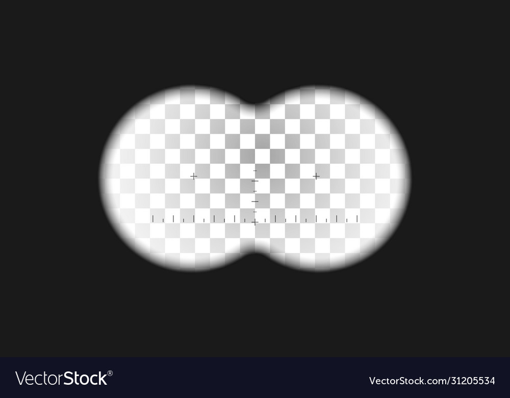 Binoculars view measuring scale in center Vector Image