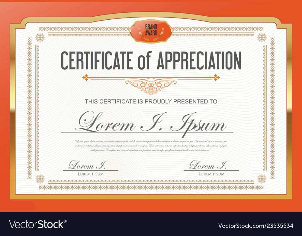 Certificate or diploma retro vintage template 4 Vector Image