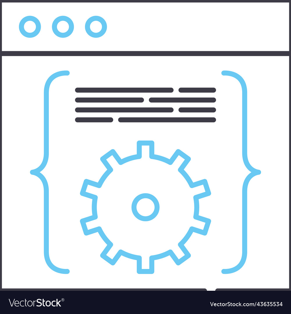 Code software line icon outline symbol vector image Code software line icon outline symbol
