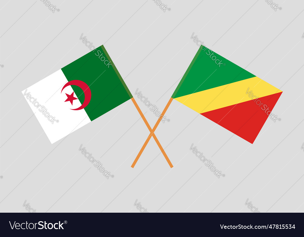 Crossed flags of algeria and republic Royalty Free Vector