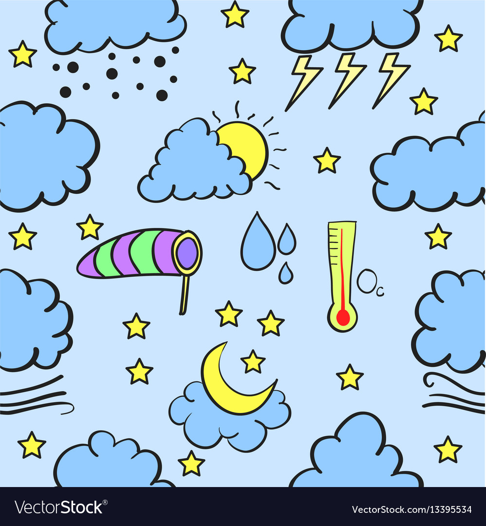 Doodle weather with cloud various Royalty Free Vector Image