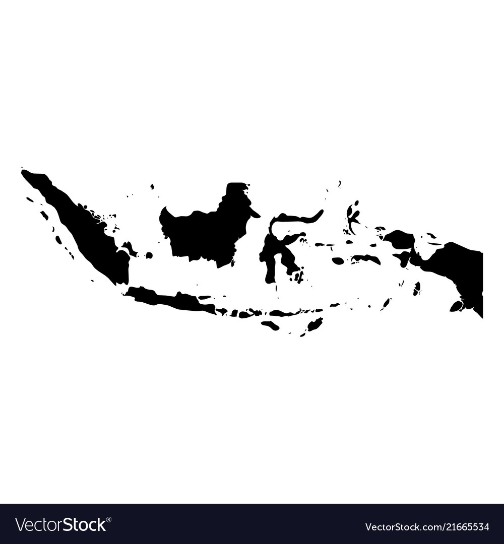 Indonesia - solid black silhouette map of country Vector Image