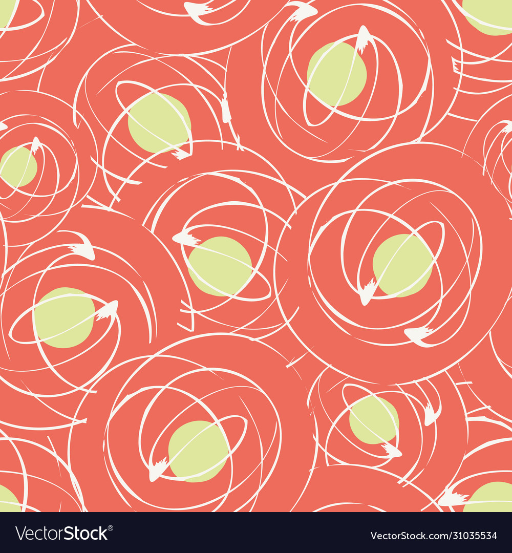 Scribbled ink line circle seamless pattern vector image Scribbled ink line circle seamless pattern