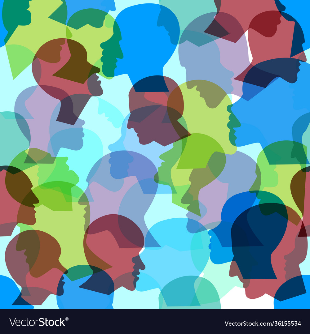 Seamless pattern a crowd many different vector image Seamless pattern a crowd many different
