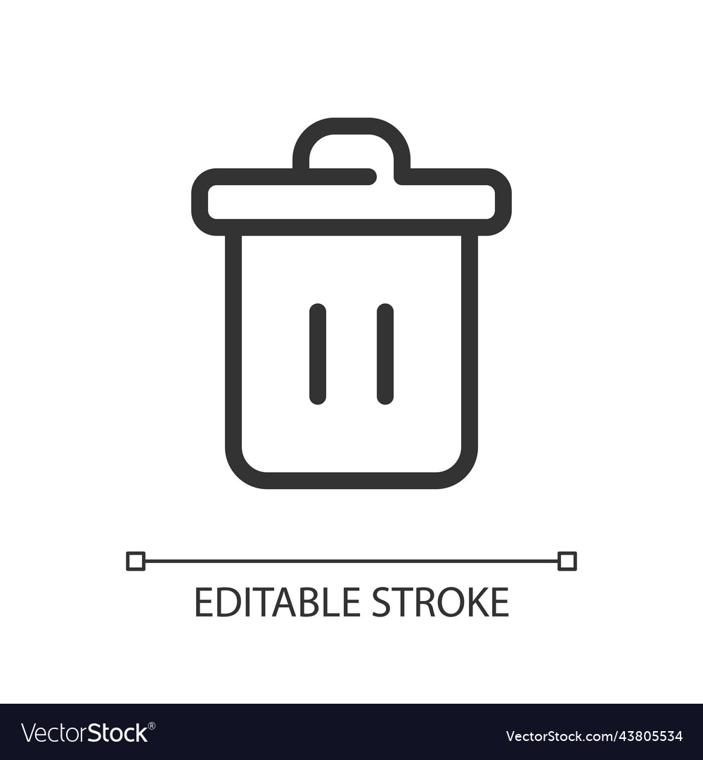 Trash can pixel perfect linear ui icon vector image Trash can pixel perfect linear ui icon