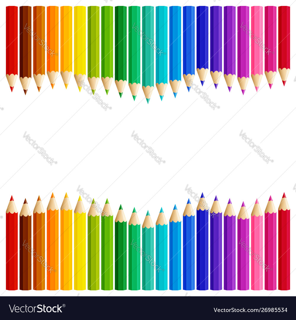 Wave colored pencils top and bottom Royalty Free Vector