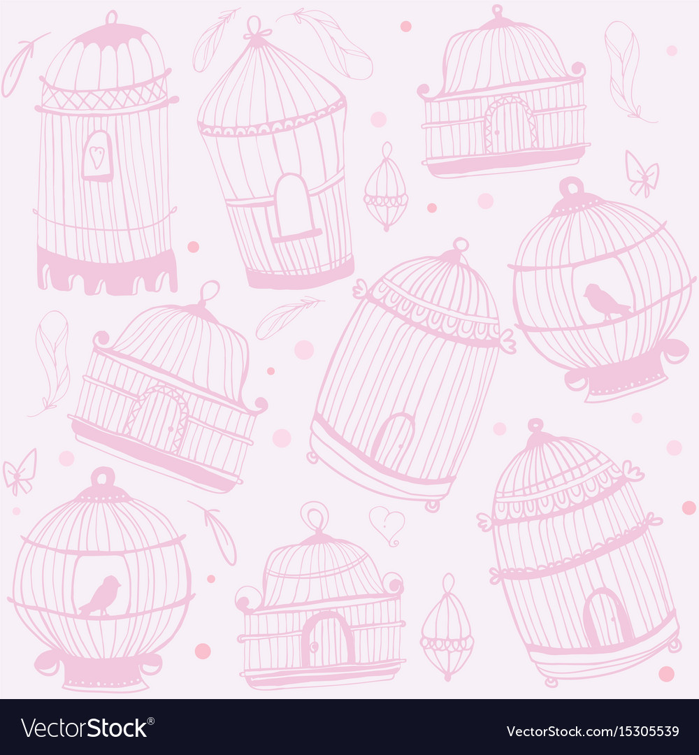 Bird and cages pattern design