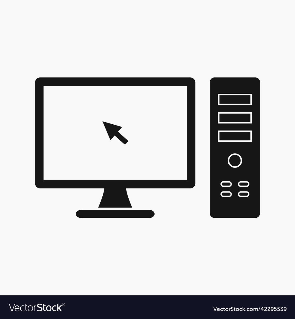 Computer icon with cpu symbol flat style eps