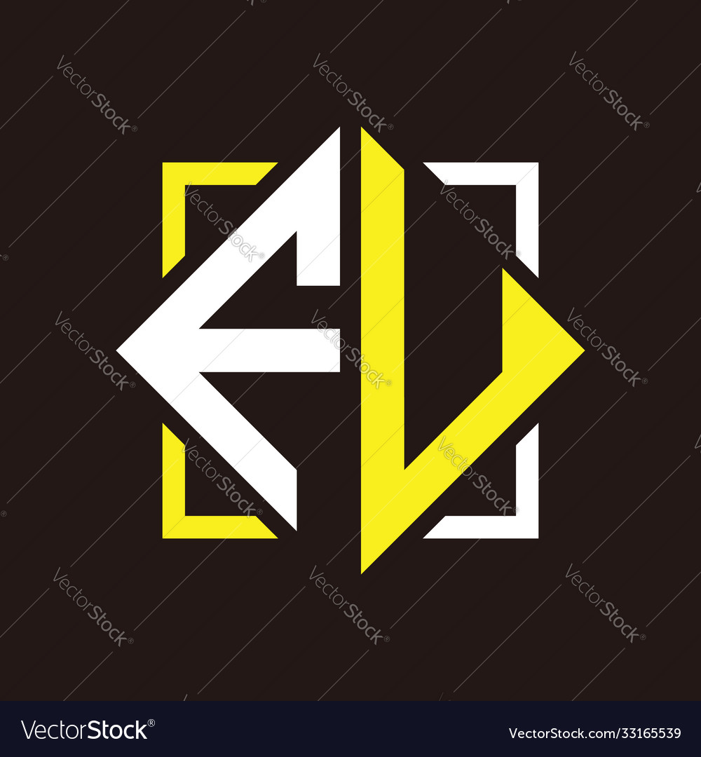 F u initials quadrangle monogram with square