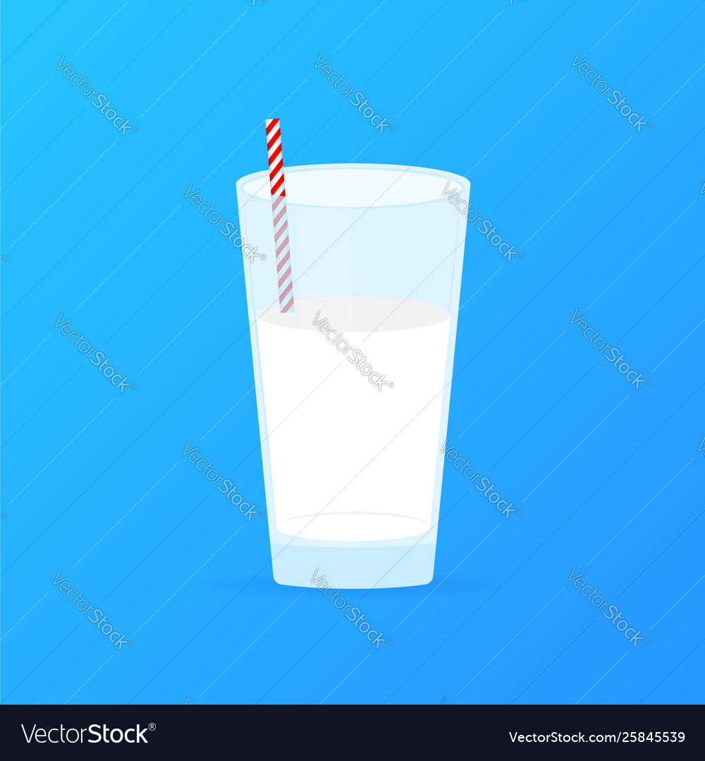 Glass milk and straw dairy product Royalty Free Vector Image