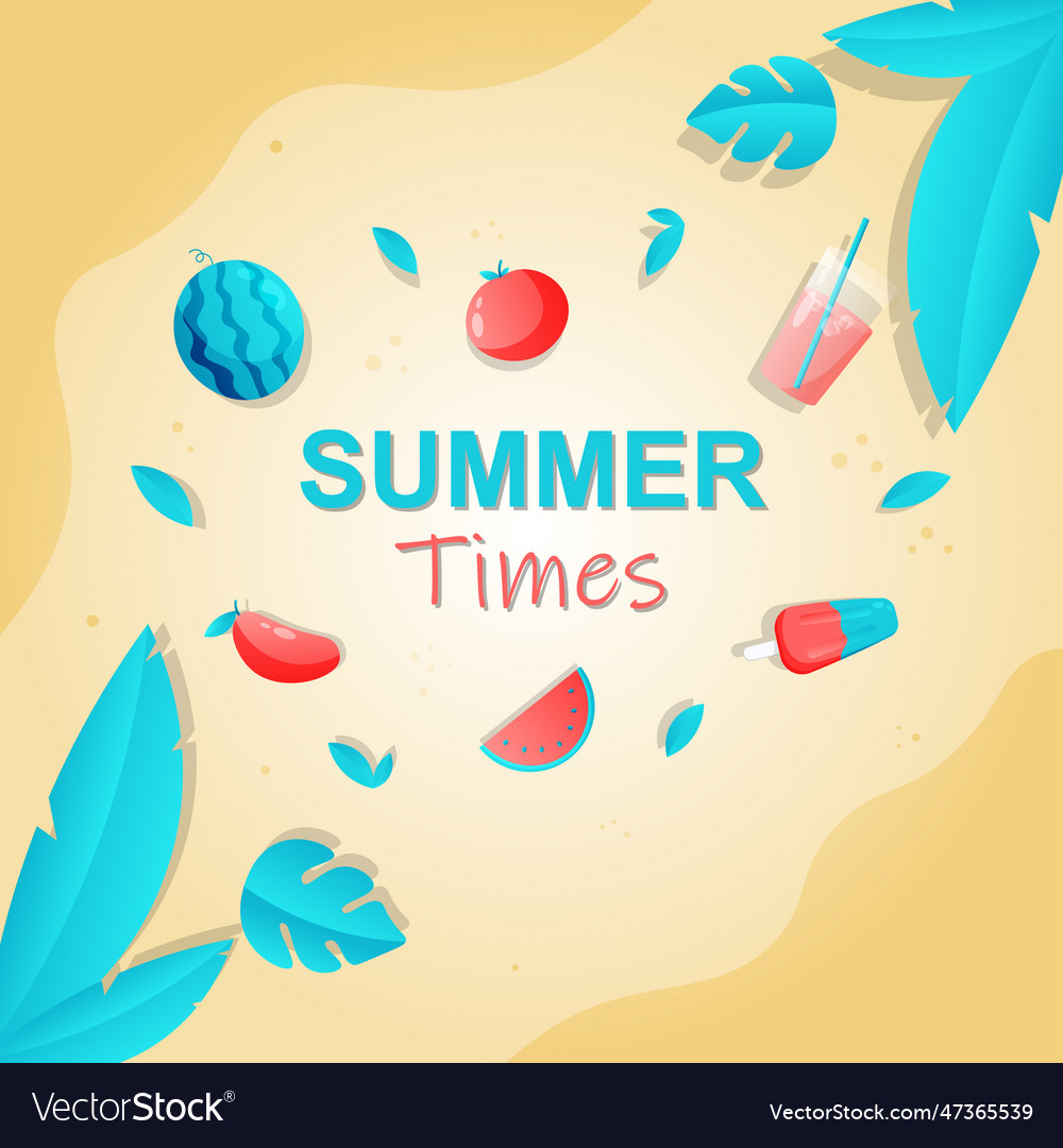 Gradient summer times with food background Vector Image