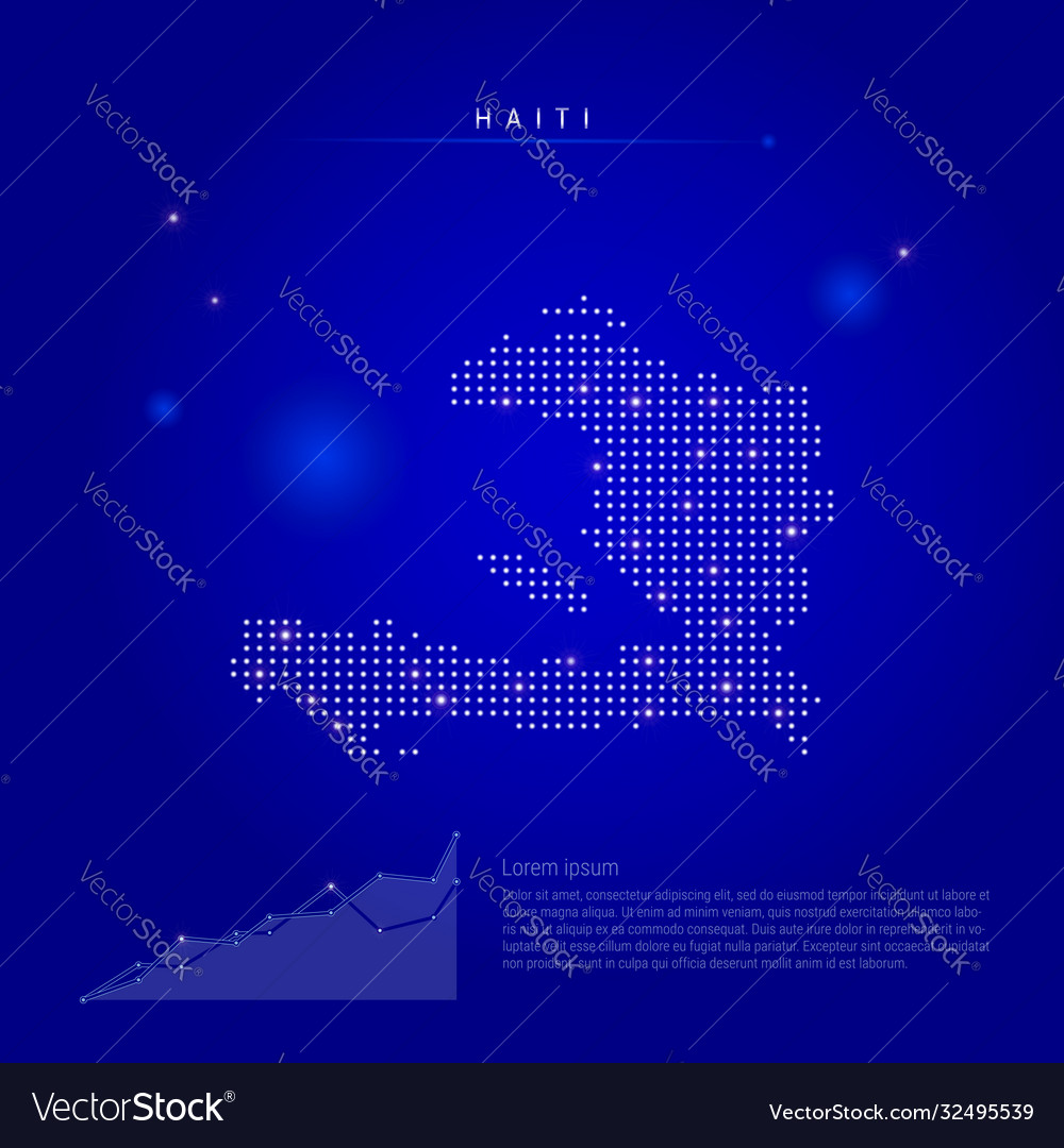 Haiti illuminated map with glowing dots dark blue