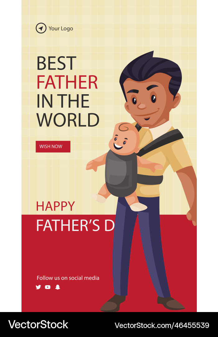 Happy fathers day portrait template design Vector Image