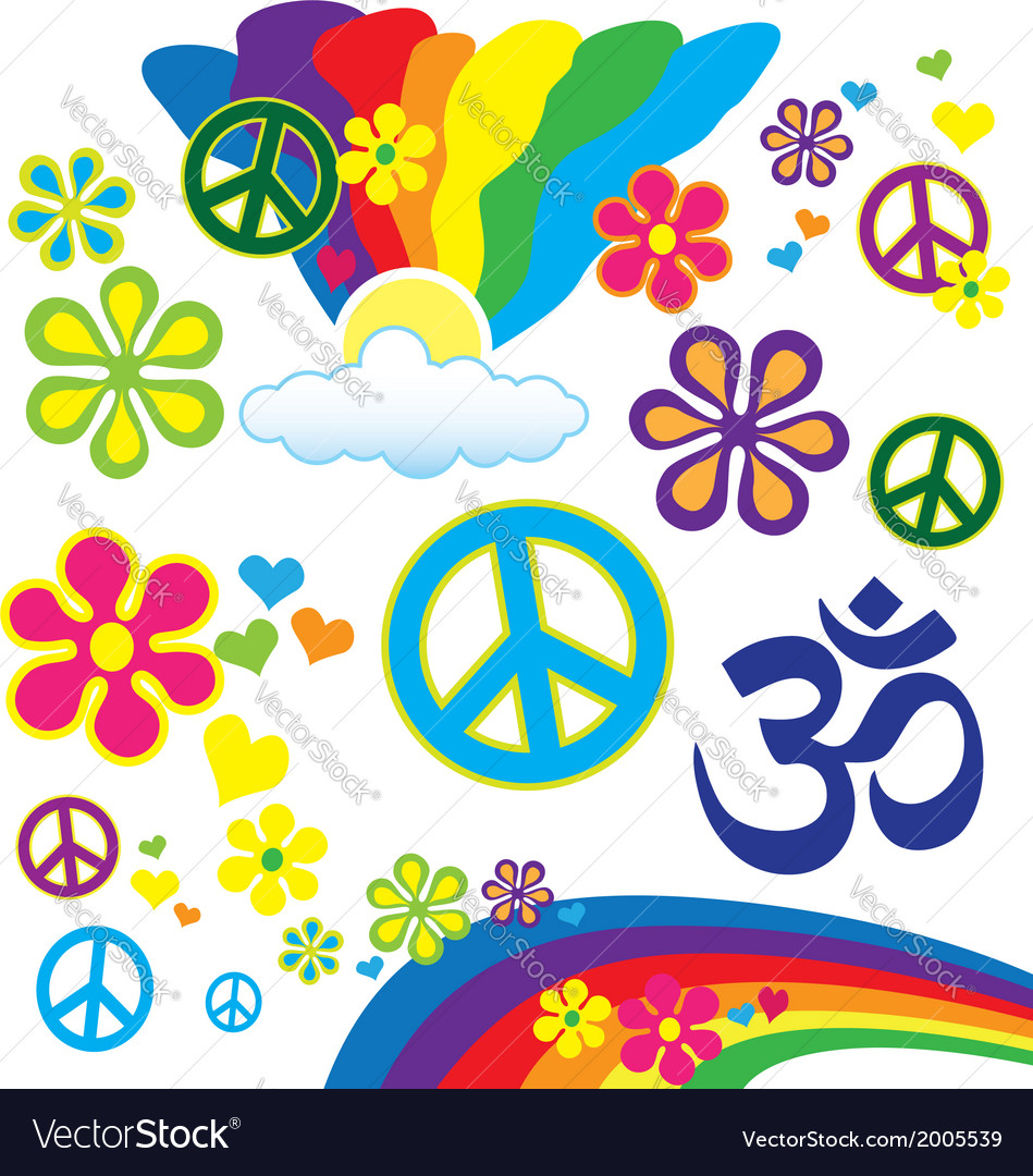 Hippy Hippie Elements Royalty Free Vector Image 1512