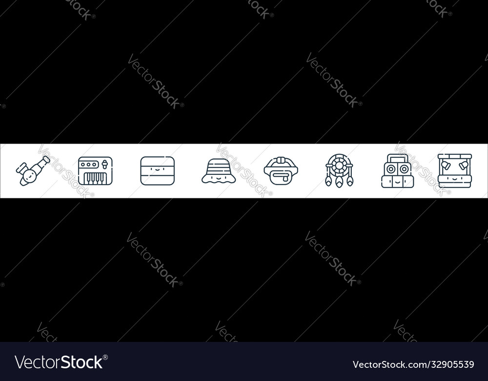 Reggae line icons linear set quality