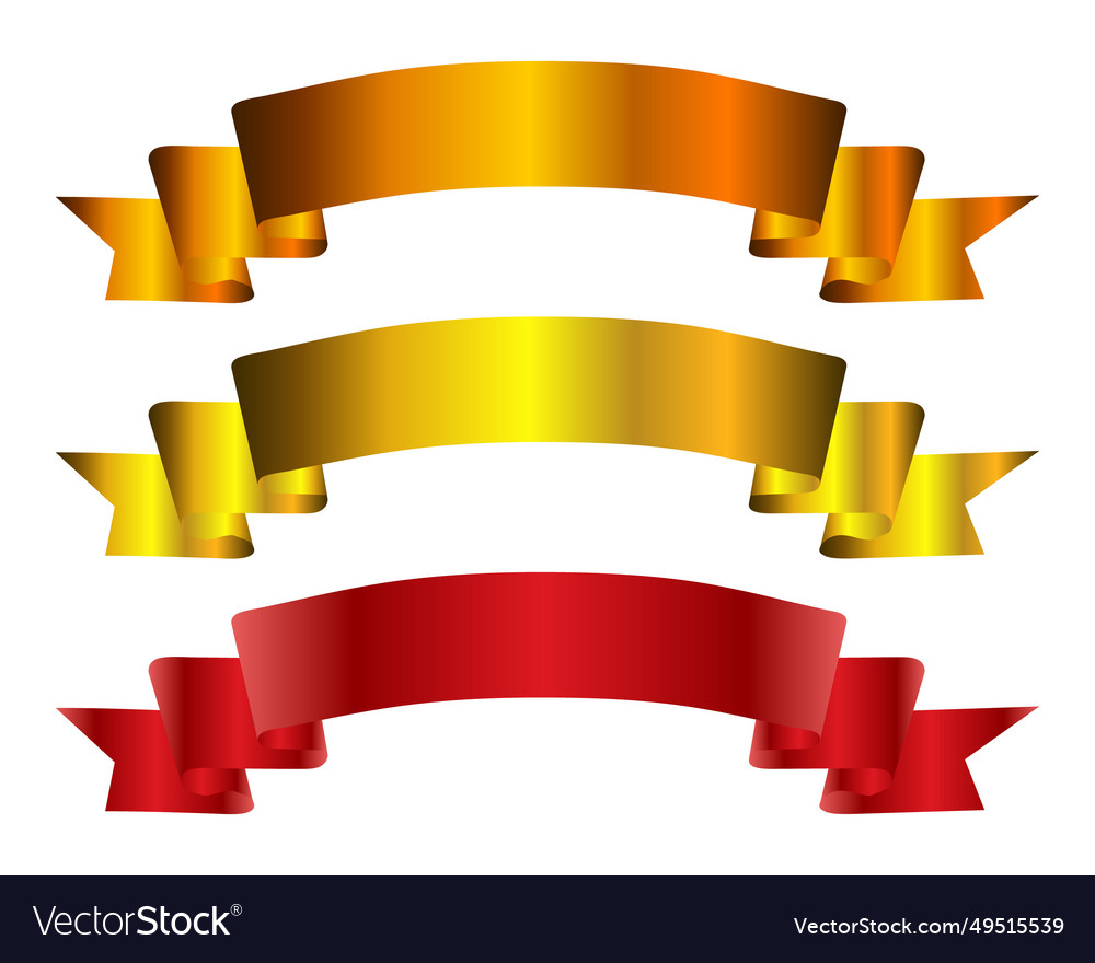 Ribbon banner set red ribbons vector image Ribbon banner set red ribbons