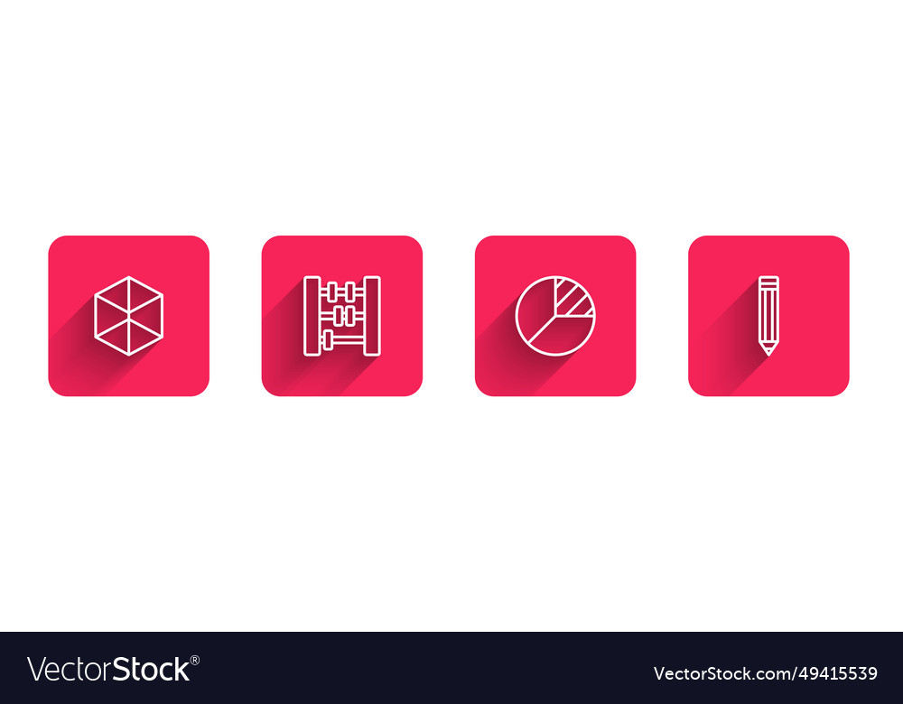 Set line geometric figure cube abacus pie chart vector image Set line geometric figure cube abacus pie chart