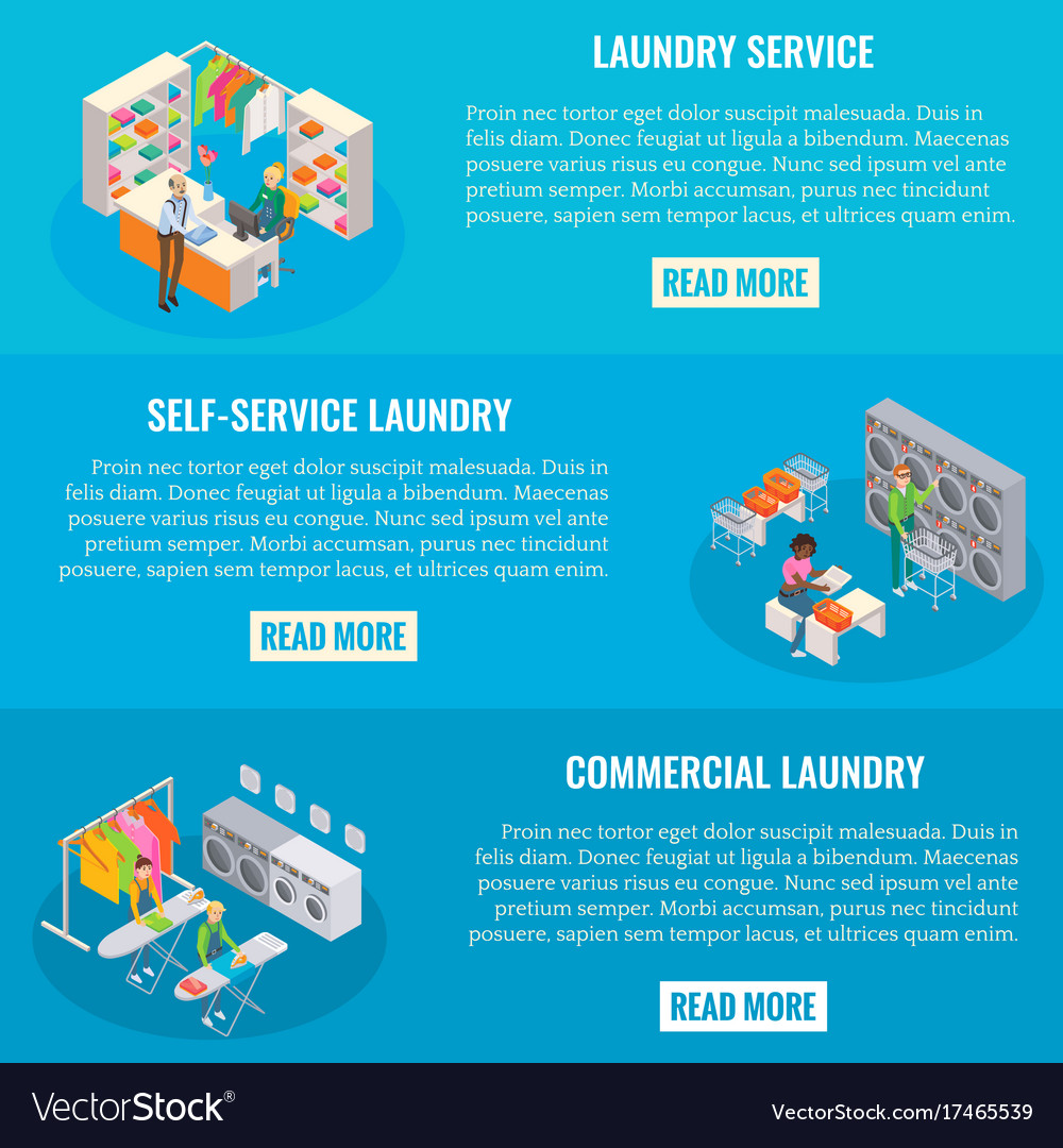 Set Of Laundry Horizontal Banners Royalty Free Vector Image