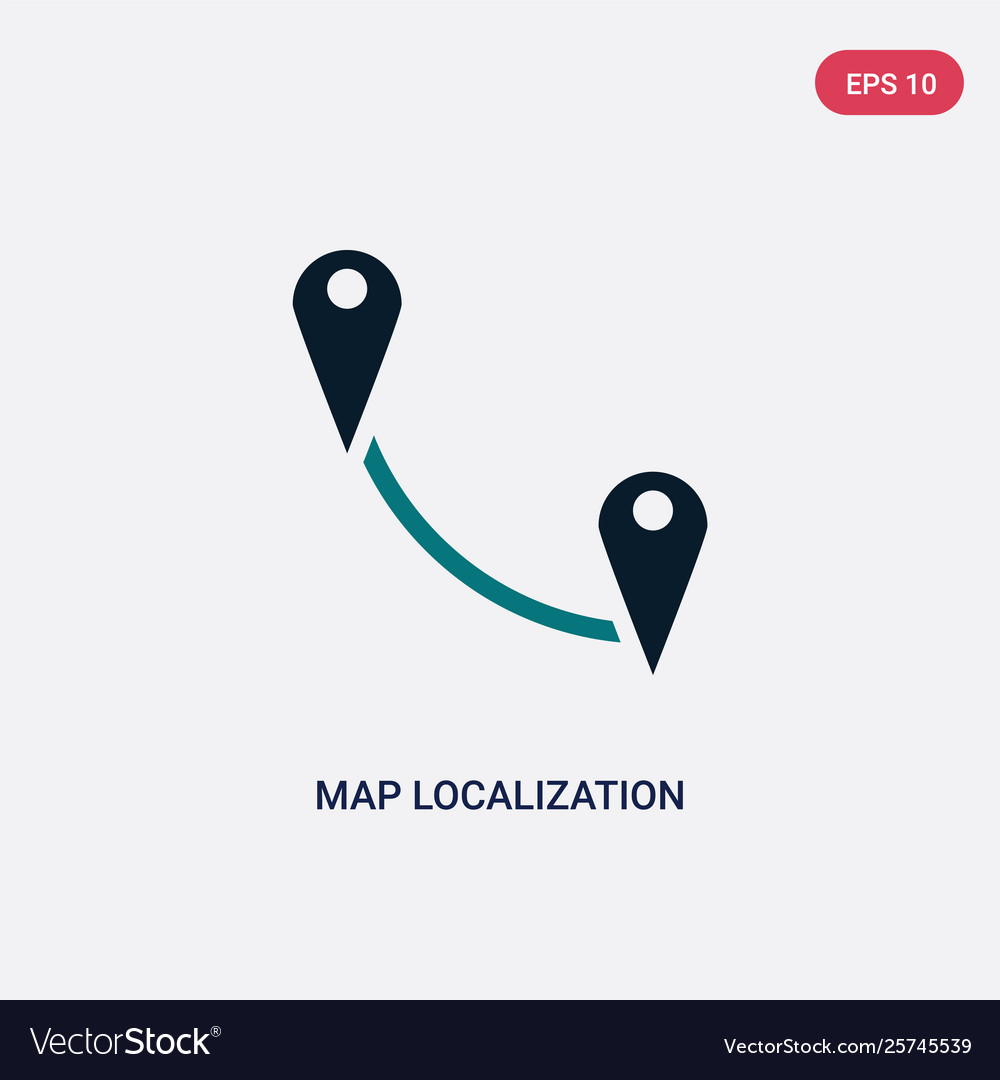 Two color map localization icon from maps vector image Two color map localization icon from maps