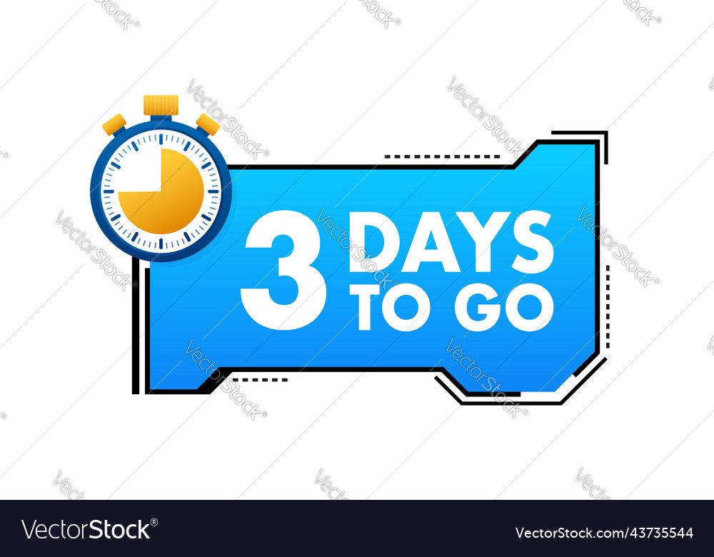 3 Tage zu gehen Countdown Timer Uhr Symbol Zeit