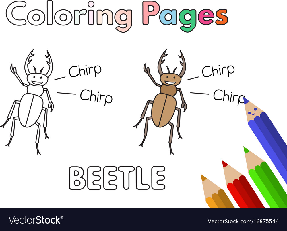 Cartoon beetle coloring book Royalty Free Vector Image