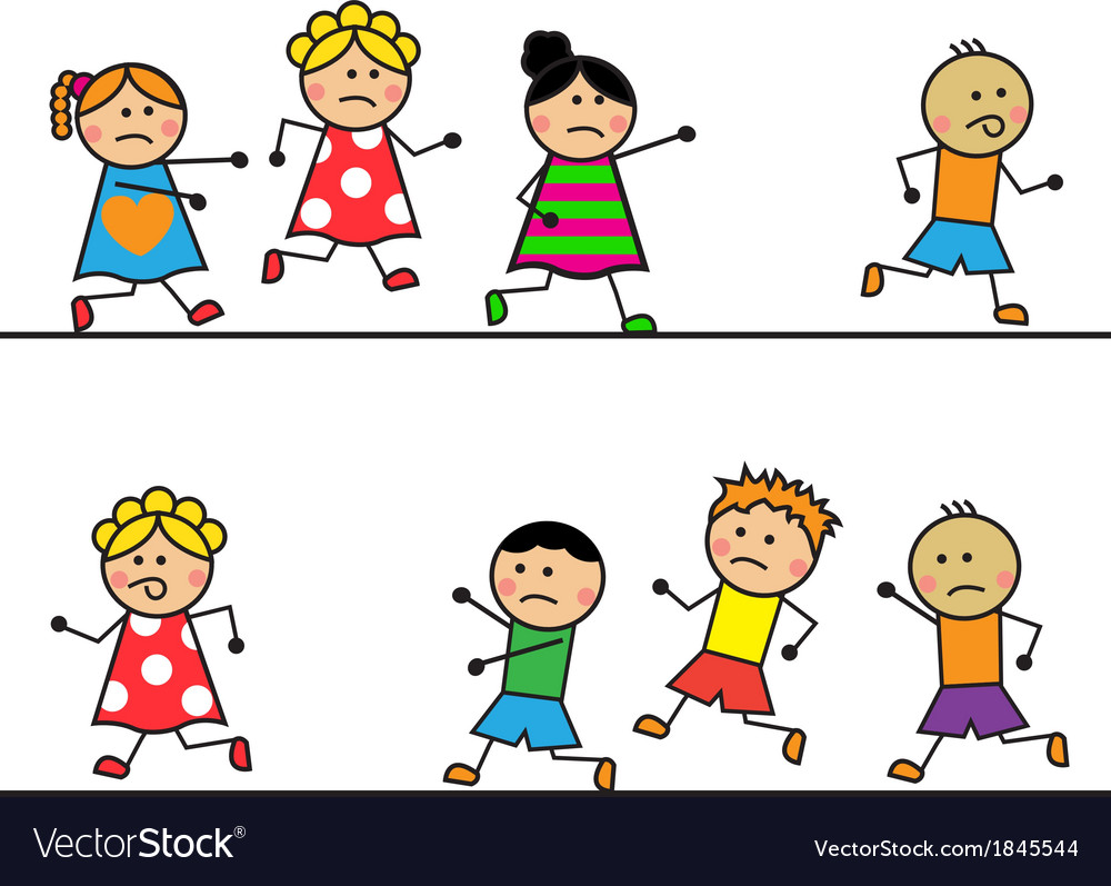 cartoon-people-run-and-catch-up-with-each-other-vector-image