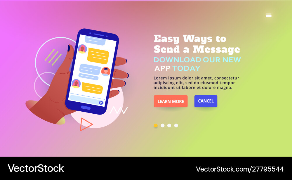 Chat In App Message Exchange Banner Concept Vector Image