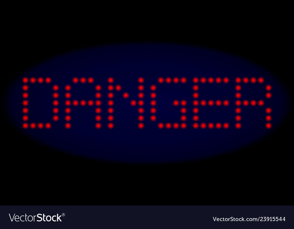 Danger led style text with glowing dots vector image Danger led style text with glowing dots