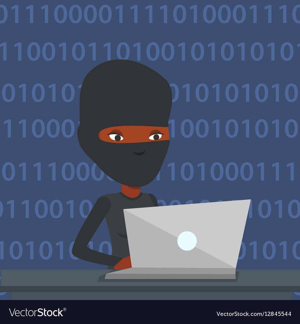 Hacker using laptop to steal information
