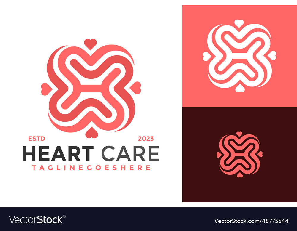 Letter h heart care logo design symbol icon Vector Image