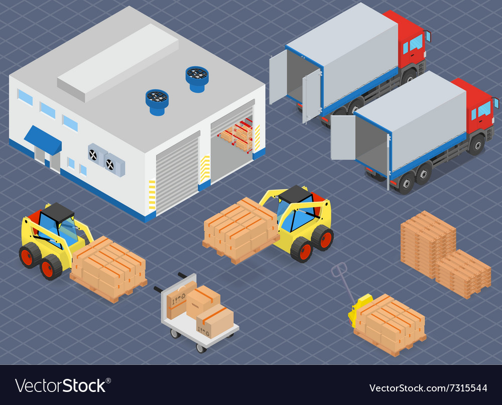 Loading or unloading a truck in warehouse Vector Image