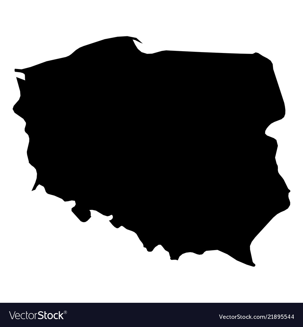 Poland - solid black silhouette map of country Vector Image