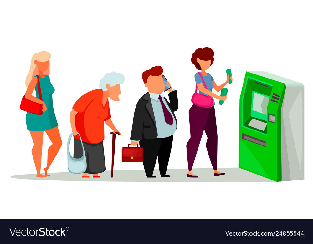 Queue to automated teller machine vector image Queue to automated teller machine