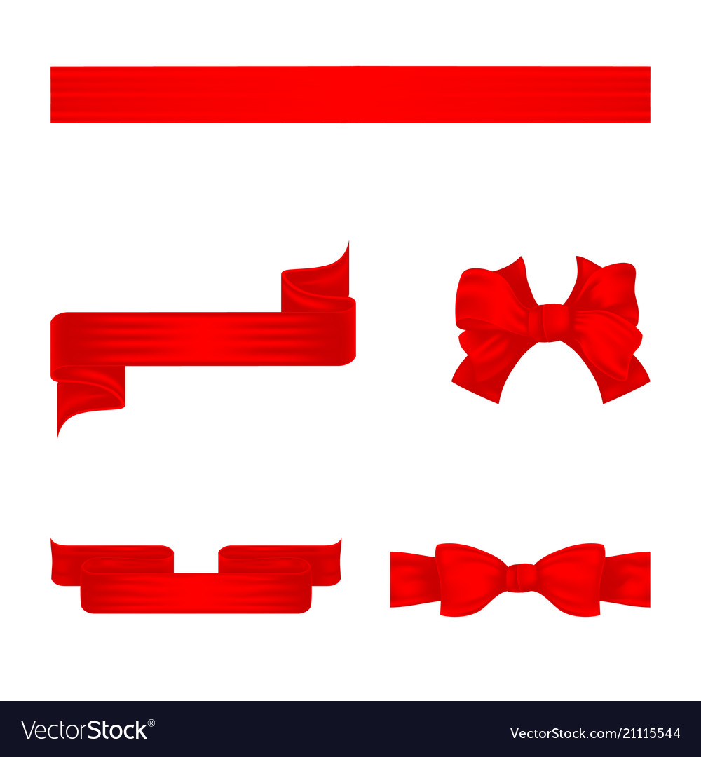 Set of red ribbon and banners